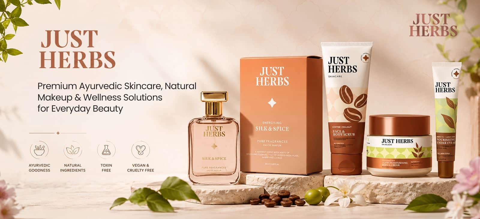Just Herbs → Premium Ayurvedic Skincare, Natural Makeup & Wellness Solutions for Everyday Beauty