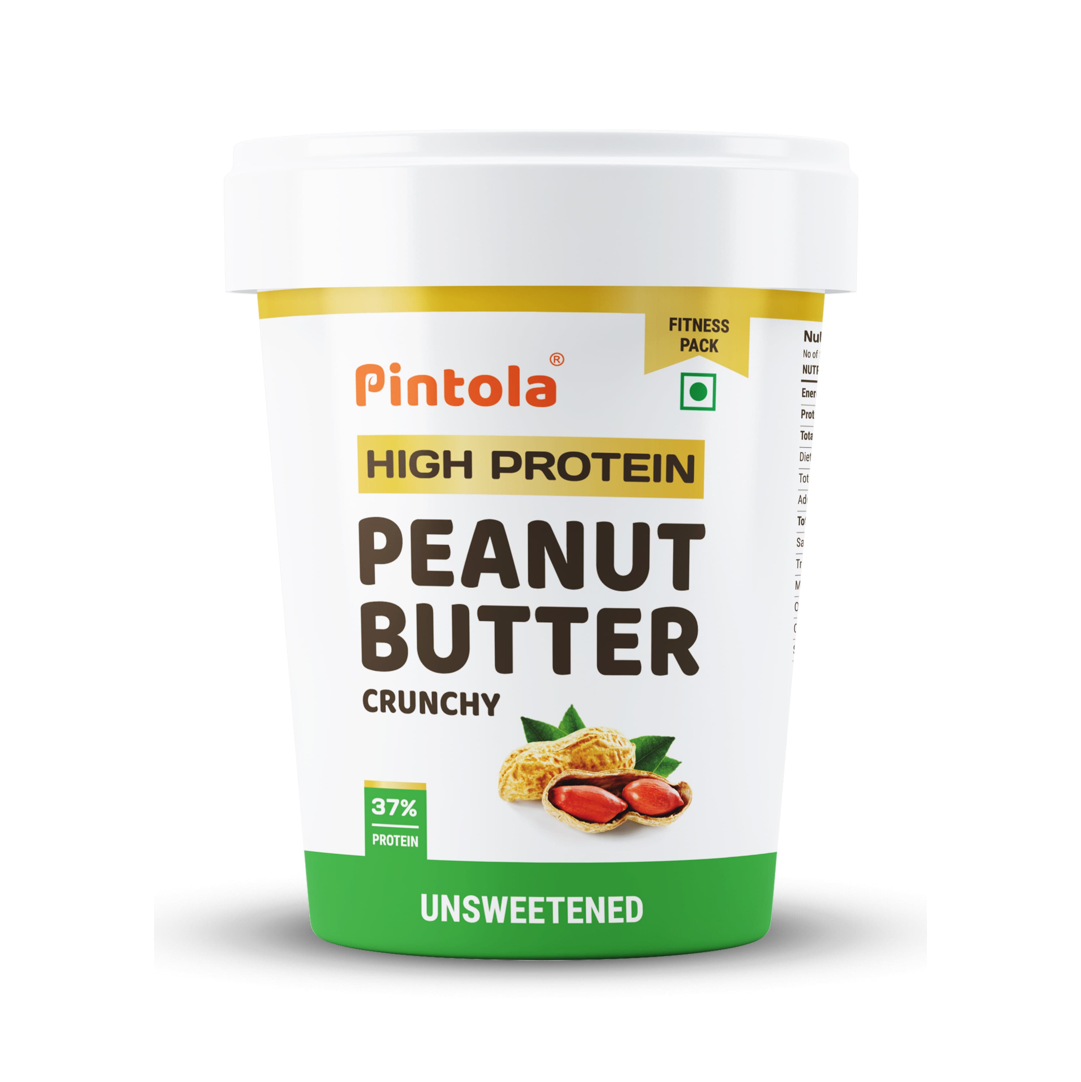 Pintola All Natural High Protein Peanut Butter Made With 100% Roasted Peanuts | High In Fiber, Naturally Gluten-Free, No Added Sugar | Unsweetened, Crunchy Pintola All Natural High Protein Peanut Butter Made With 100% Roasted Peanuts | High In Fiber, Nat