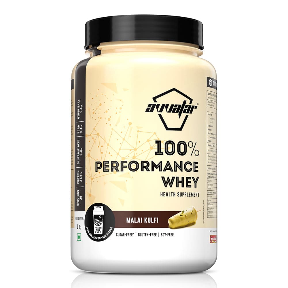 Avvatar PERFORMANCE WHEY PROTEIN | 1Kg | Malai Kulfi Flavour |27.5g Protein | 29 Servings - Nutrition and Fitness Supplements | Buy online on ZillyBuy