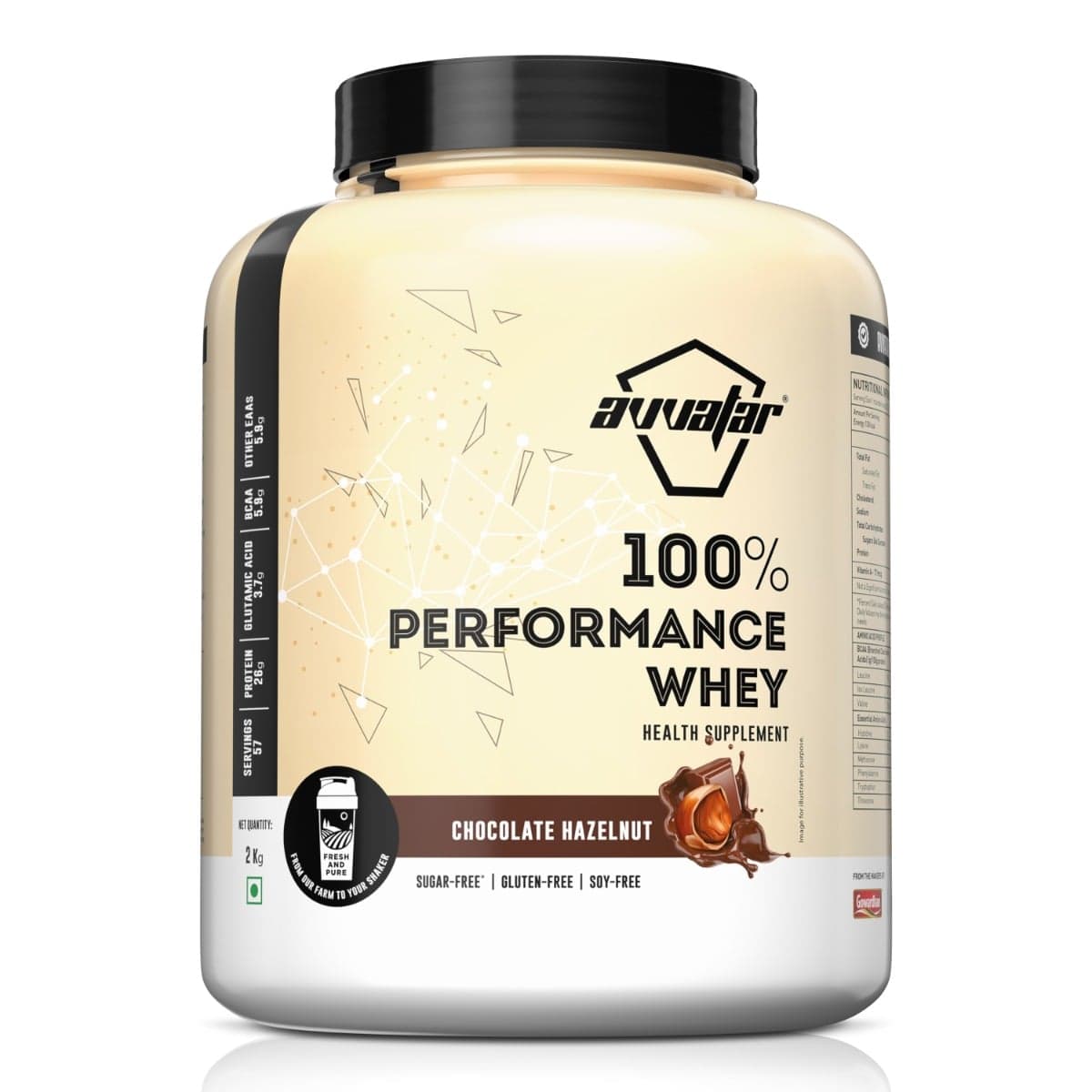 Avvatar PERFORMANCE WHEY PROTEIN | 2Kg | Chocolate Hazelnut Flavour | 26g Protein | 57 Servings - Nutrition and Fitness Supplements | Buy online on ZillyBuy