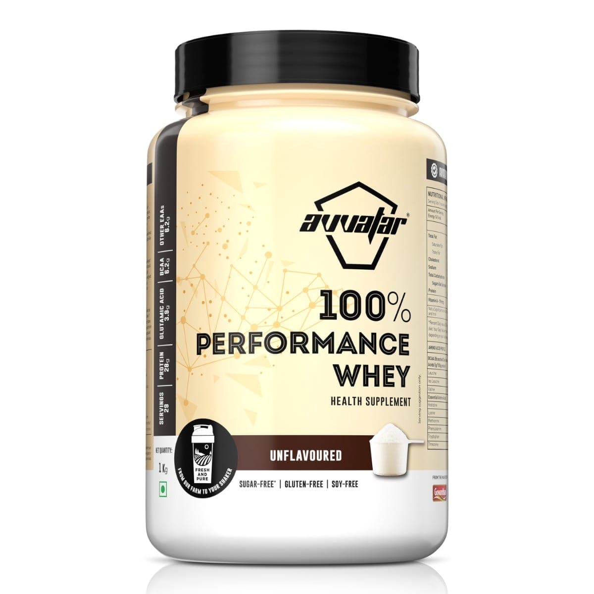 Avvatar PERFORMANCE WHEY PROTEIN | 1Kg | Unflavoured | 28g Protein | 29 Servings - Nutrition and Fitness Supplements | Buy online on ZillyBuy