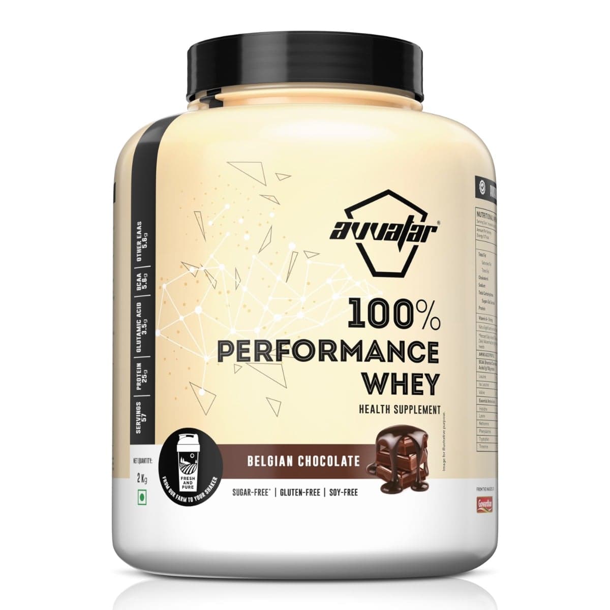 Avvatar PERFORMANCE WHEY PROTEIN | 2Kg | Belgian Chocolate Flavour | 25g Protein | 57 Servings - Nutrition and Fitness Supplements | Buy online on ZillyBuy