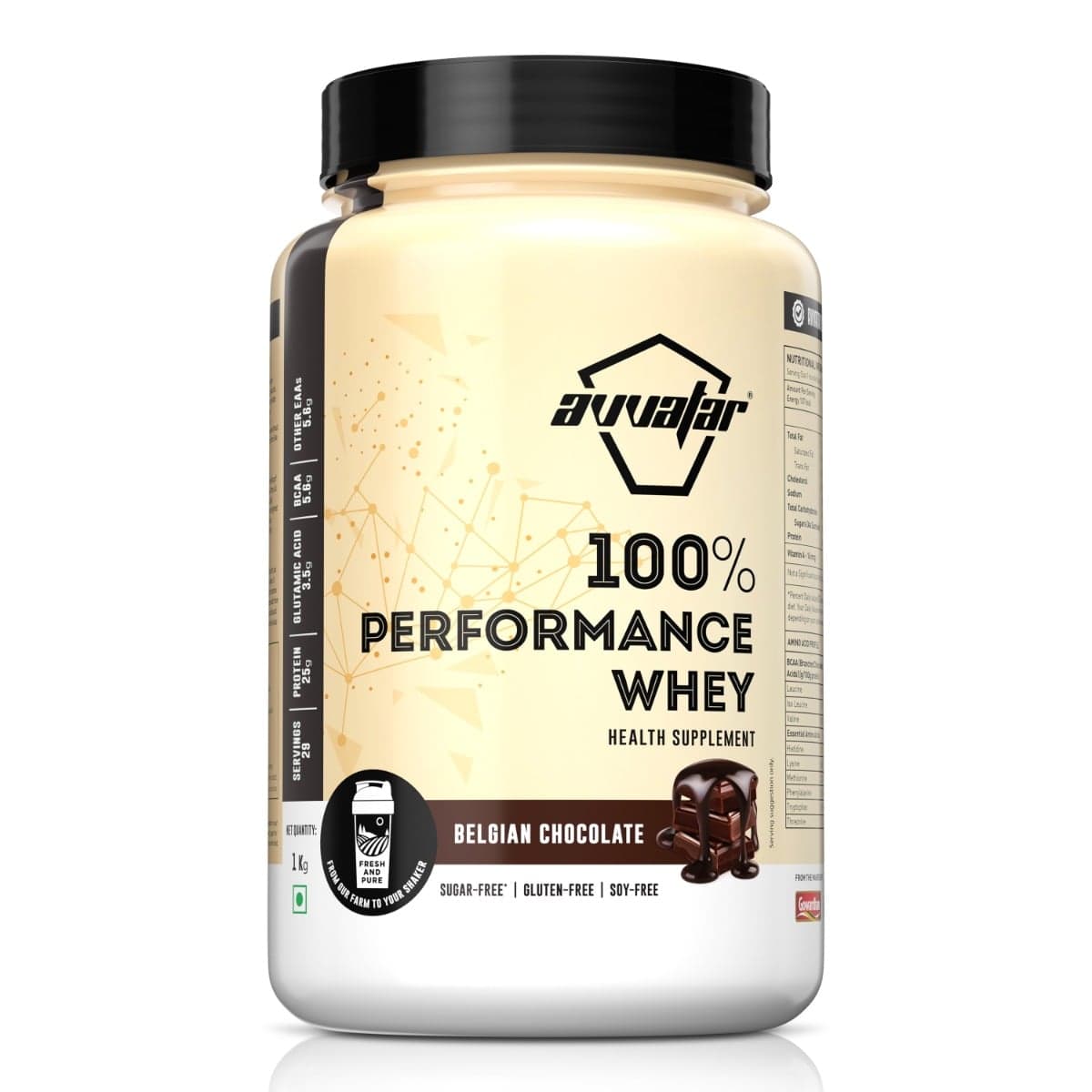 Avvatar PERFORMANCE WHEY PROTEIN | 1Kg | Belgian Chocolate Flavour | 25g Protein | 29 Servings - Nutrition and Fitness Supplements | Buy online on ZillyBuy