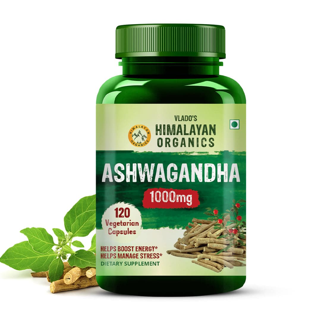 Vlado's Himalayan Organics Ashwagandha 1000Mg | Boost Energy, Strength, Stamina | Helps Anxiety & Stress Relief For Men & Women (120 Capsules)
 - Nutrition and Fitness Supplements | Buy online on ZillyBuy