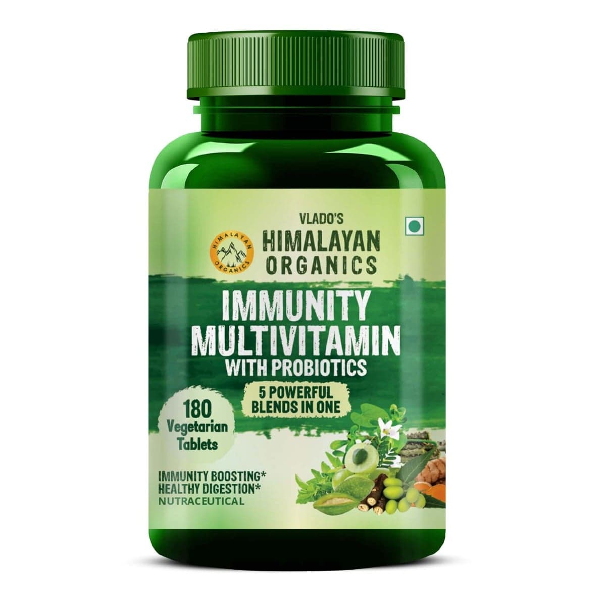 Vlado's Himalayan Organics Immunity Multivitamin with Probiotics (180 Veg Tablets) with Vitamin C, D, K2, Zinc, Ginseng, Giloy, Biotin For Men & Women - Nutrition and Fitness Supplements | Buy online on ZillyBuy