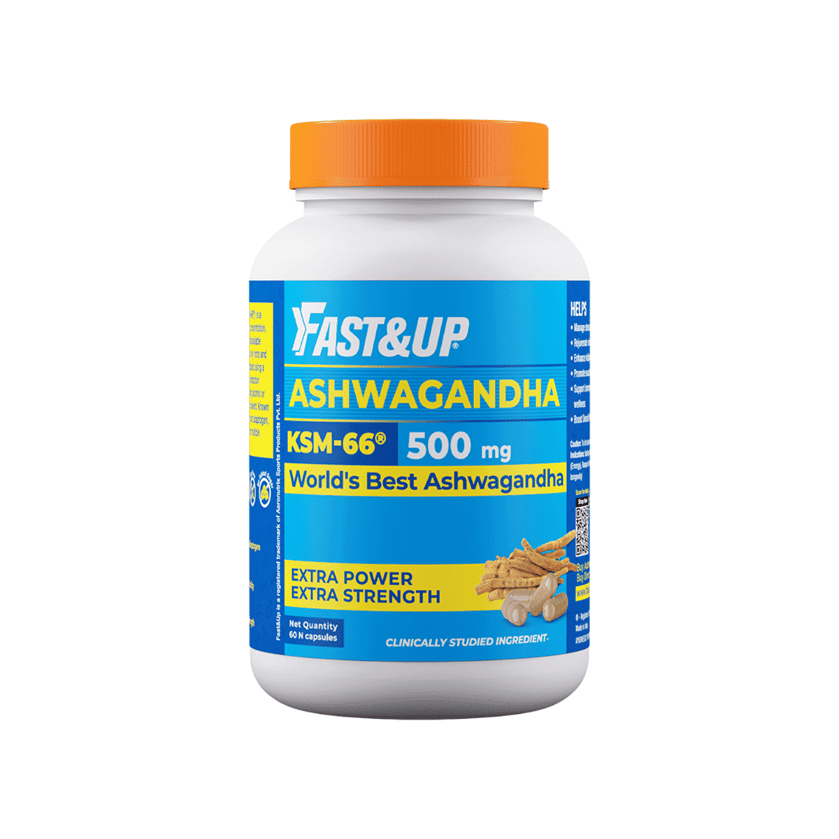 Fast&Up Organic Ashwagandha- (KSM-66) 500mg with 5% Withanolides- Natural Vitality Booster - Nutrition and Fitness Supplements | Buy online on ZillyBuy