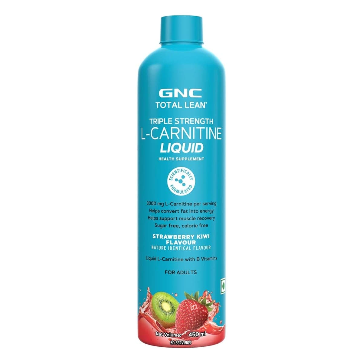 GNC Liquid L-Carnitine 3000mg | Burns Fat for Healthy Weight Loss | Fast Acting with 3X Strength | Speedy Muscle Recovery | Added B Vitamins | Strawberry Kiwi | 450 ml