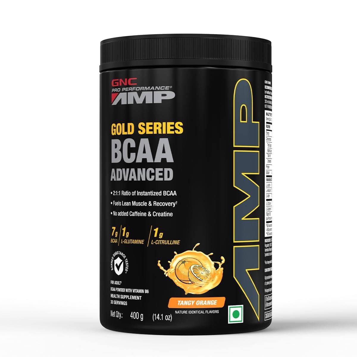 GNC AMP Gold Series BCAA Advanced | Fastest Muscle Recovery | Maximized Workout Performance | Formulated In USA | 7g BCAA | 1g L-Glutamine | 1g L-Citrulline | Tangy Orange | 400 gm