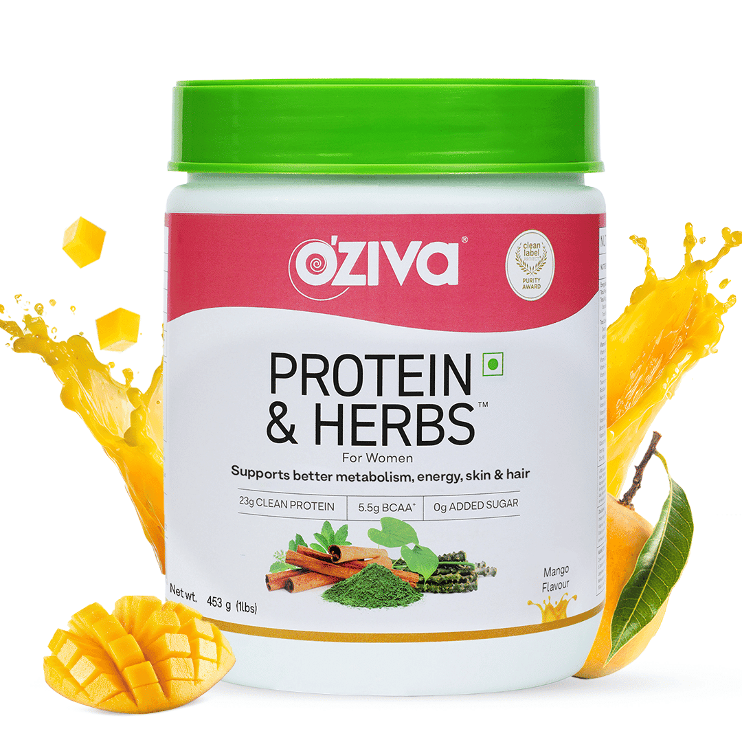 OZiva Protein & Herbs for Weight Management, Women - Mango, 453g1 lbs