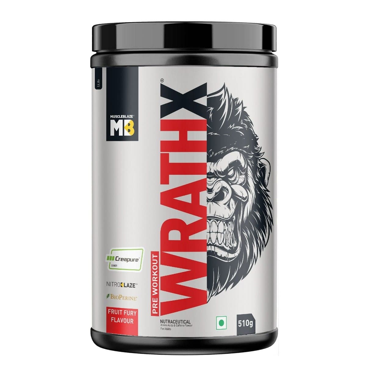 MuscleBlaze Pre Workout WrathX with Creapure, Nitroblaze &amp; BioPerine (Fruit Fury, 510 g, 30 Servings) MuscleBlaze Pre Workout WrathX with Creapure, Nitroblaze & BioPerine (Fruit Fury, 510 g, 30 Servings) - Nutrition and Fitness Supplements | Buy online on ZillyBuy