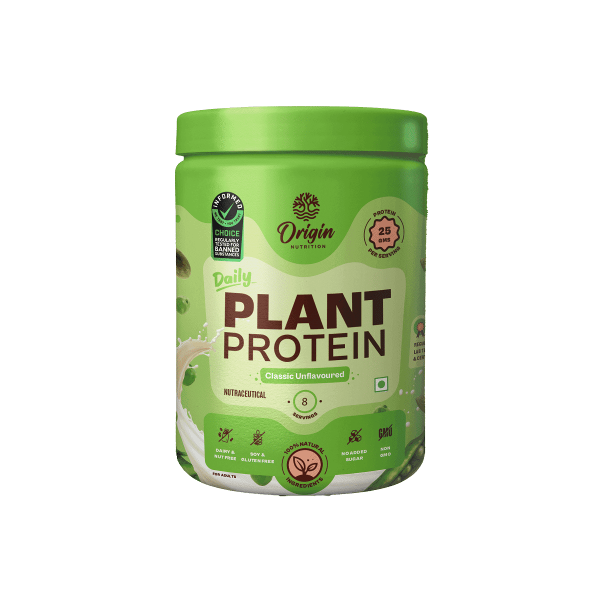 Origin Nutrition Plant Protein Powder Unflavoured with 25g Protein per serving, 260g - Nutrition and Fitness Supplements | Buy online on ZillyBuy