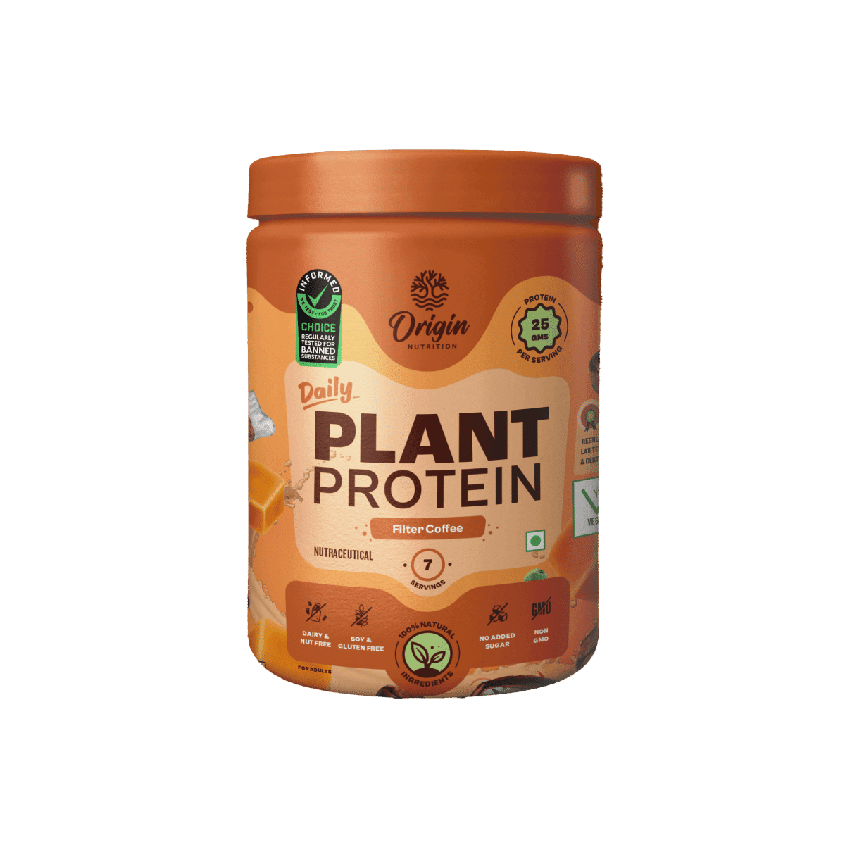 Origin Nutrition Plant Protein Powder Filter Coffee Flavour with 25g Protein per serving, 284g - Nutrition and Fitness Supplements | Buy online on ZillyBuy