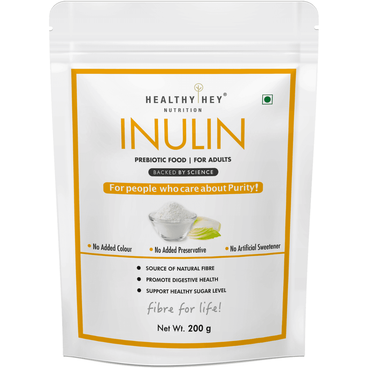 HealthyHey Nutrition Inulin Powder - Prebiotic Food - For Adults - 200g - Nutrition and Fitness Supplements | Buy online on ZillyBuy