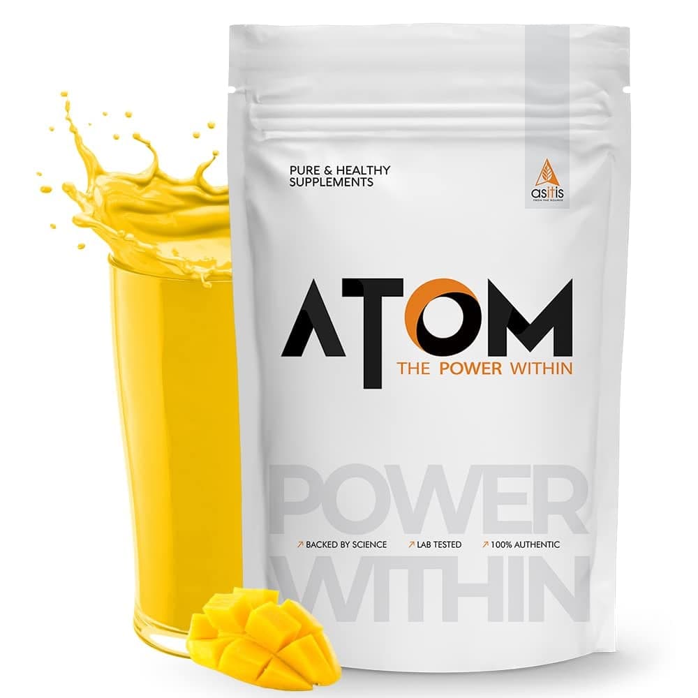 AS-IT-IS ATOM Whey Protein with Digestive Enzymes | 27g protein | 5.7g BCAA | Lab Tested | Mango fusion flavor - 2kg AS-IT-IS ATOM Whey Protein with Digestive Enzymes | 27g protein | 5.7g BCAA | Lab Tested | Mango fusion flavor - 2kg - Nutrition and Fitness Supplements | Buy online on ZillyBuy