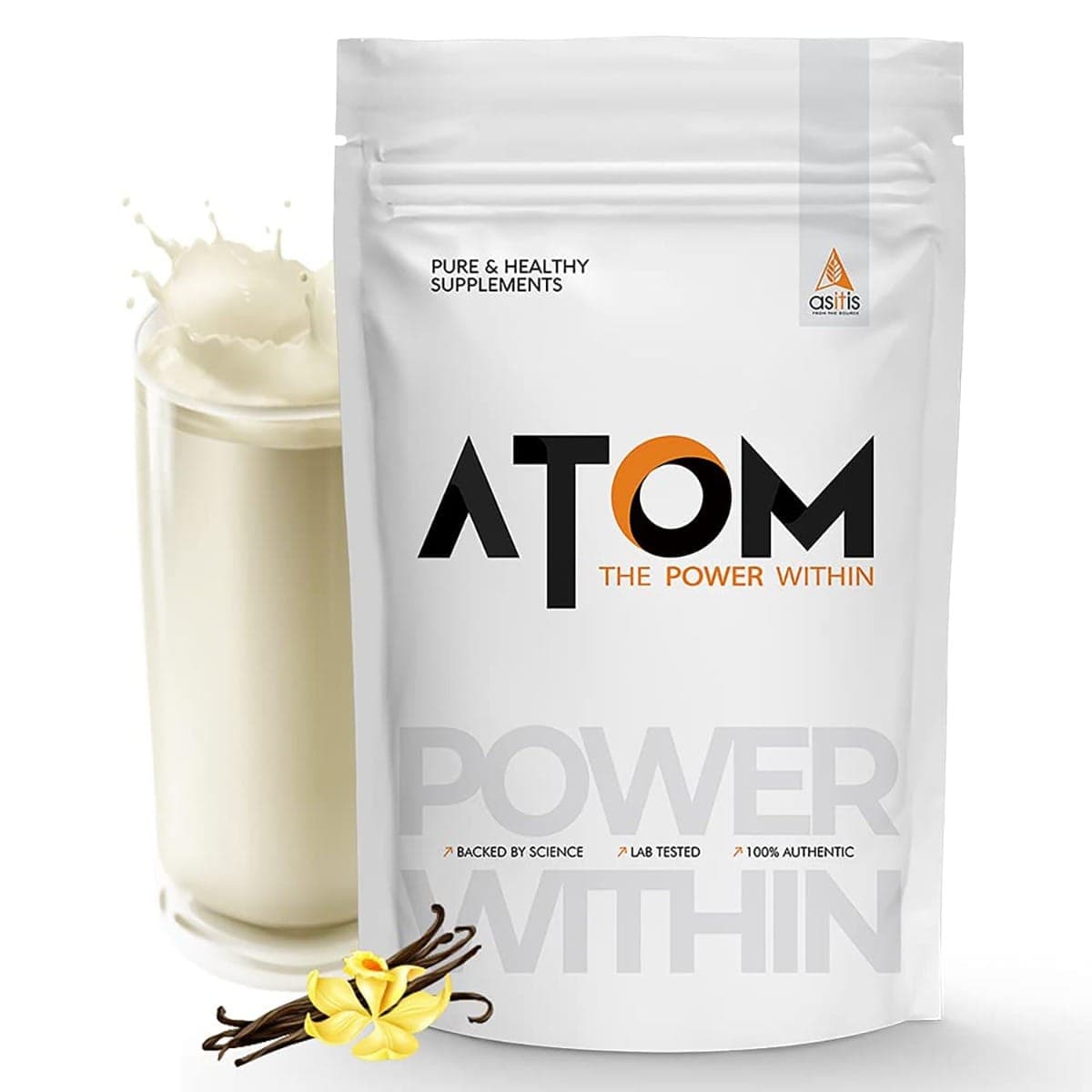 AS-IT-IS ATOM Whey Protein 1kg | French Vanilla | 27g protein | 5.7g BCAA | Digestive Enzymes - Nutrition and Fitness Supplements | Buy online on ZillyBuy