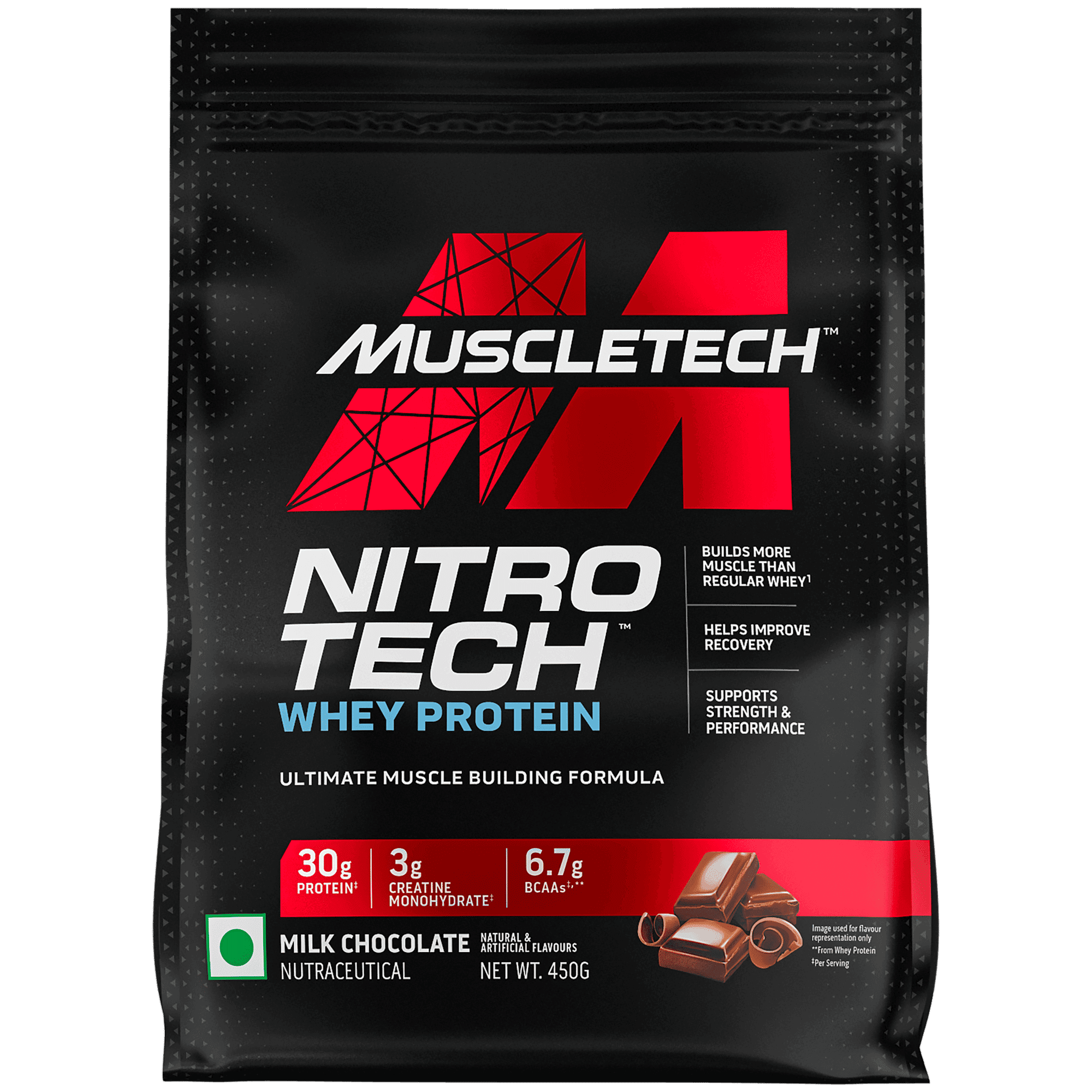 MuscleTech Nitrotech Whey Protein Milk Chocolate MuscleTech Nitrotech Whey Protein Powder 4kg | 89 Serving |  30g Protein | Milk Chocolate Flavour | Muscle | Recovery | Strength - Nutrition and Fitness Supplements | Buy online on ZillyBuy