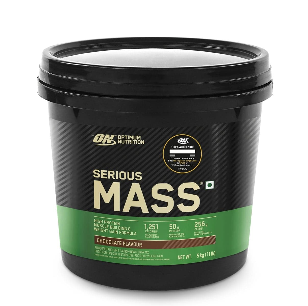 Optimum Nutrition (ON) Serious Mass High Protein Weight Gain Powder(Veg)- 5 kg (Chocolate) with 23+ Vitamins-Minerals, Glutamine & 3g Creatine - Nutrition and Fitness Supplements | Buy online on ZillyBuy