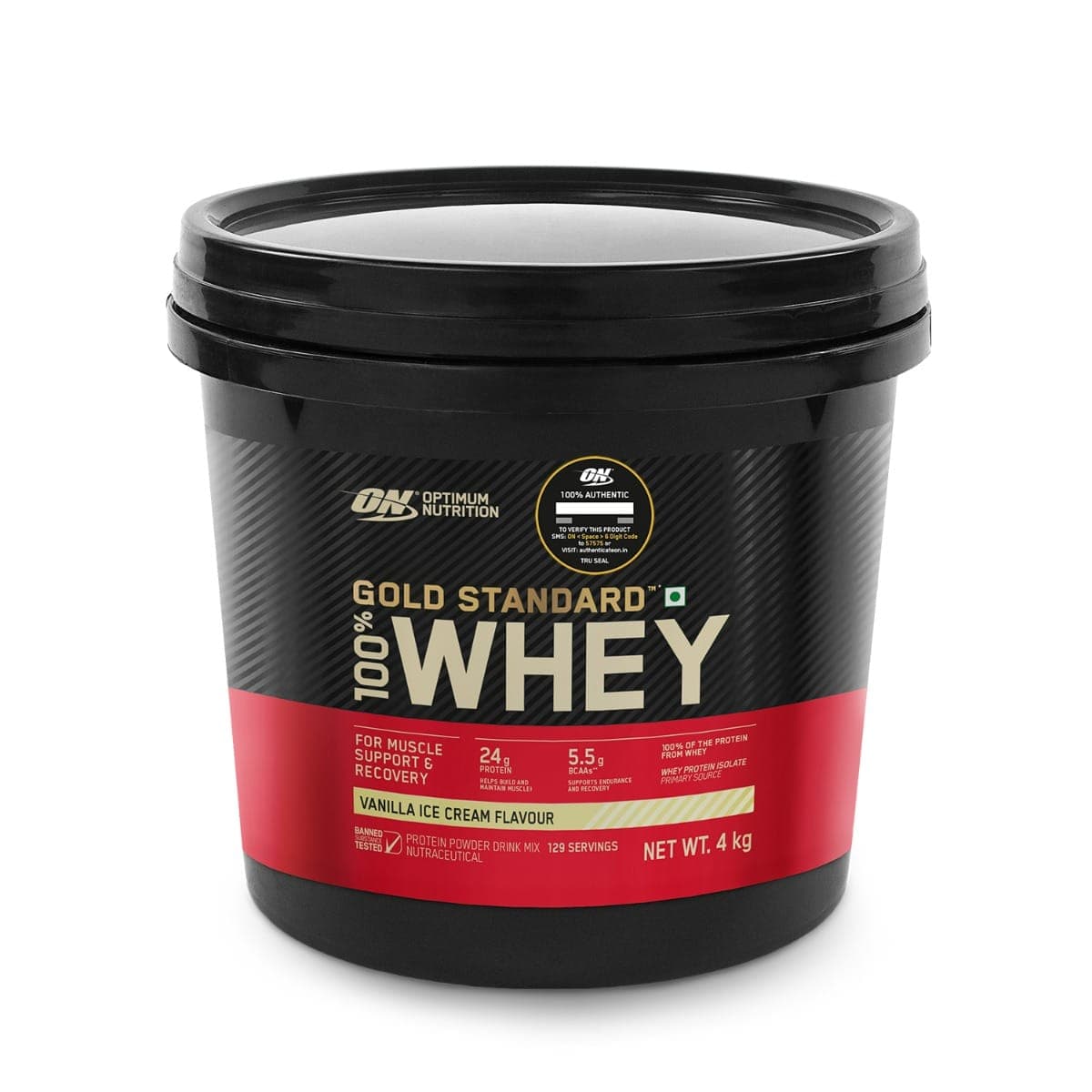 Optimum Nutrition (ON) Gold Standard 100% Whey Protein Powder 4 Kg (Vanilla Ice Cream), for Muscle Support & Recovery, Vegetarian - Primary Source Whey Isolate - Nutrition and Fitness Supplements | Buy online on ZillyBuy