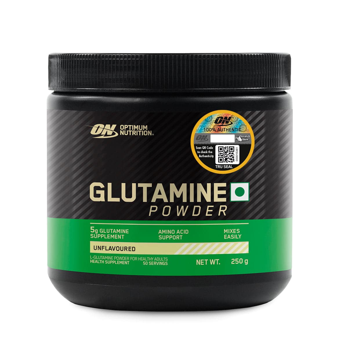 Optimum Nutrition (ON) L-Glutamine Powder- 250 Gram, 50 Serves,  5g Glutamine per serve for Amino Acid Support & Muscle Recovery, Unflavoured. - Nutrition and Fitness Supplements | Buy online on ZillyBuy