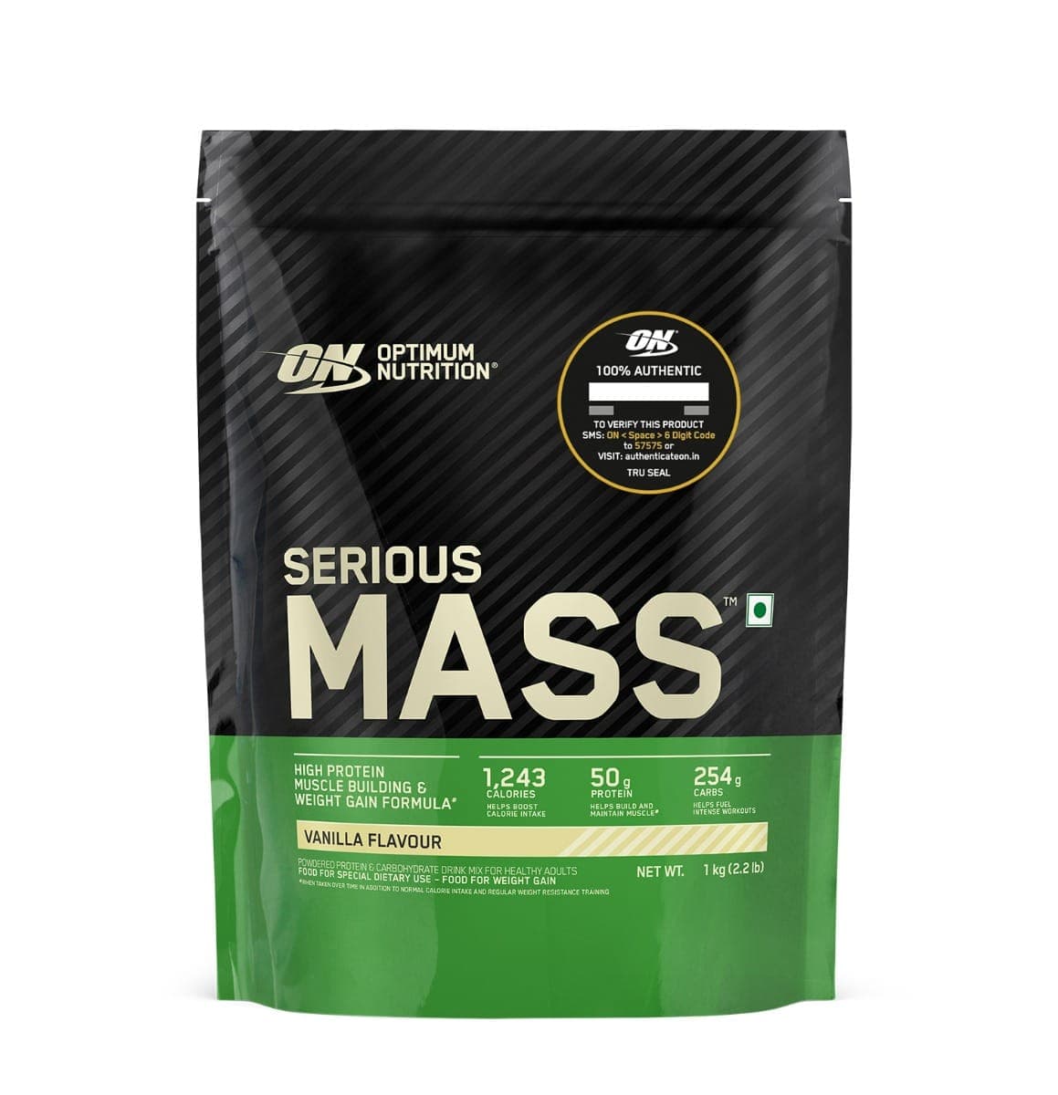Optimum Nutrition (ON) Serious Mass 1kg | 50g Protein | Vanilla Flavour | Weight Gain | Muscle Building - Nutrition and Fitness Supplements | Buy online on ZillyBuy
