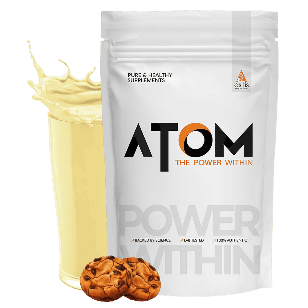 AS-IT-IS ATOM Whey Protein 1kg | Cookies and cream | 27g protein | 5.7g BCAA | Digestive Enzymes - Nutrition and Fitness Supplements | Buy online on ZillyBuy