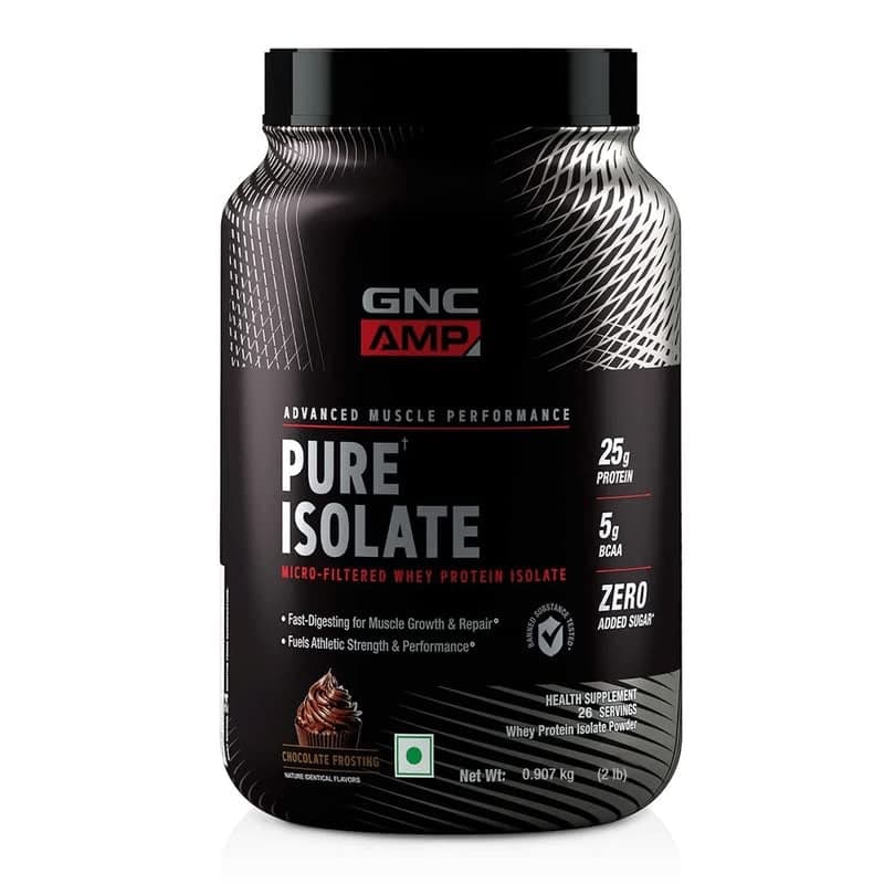 GNC AMP Pure Isolate Whey Protein | Boosts Athletic Performance | Increases Strength | Promotes Muscle Growth | Formulated In USA | Micro-Filtered | 25g Protein | 5g BCAA | 2 lbs GNC AMP Pure Isolate Whey Protein | Boosts Athletic Performance | Increases