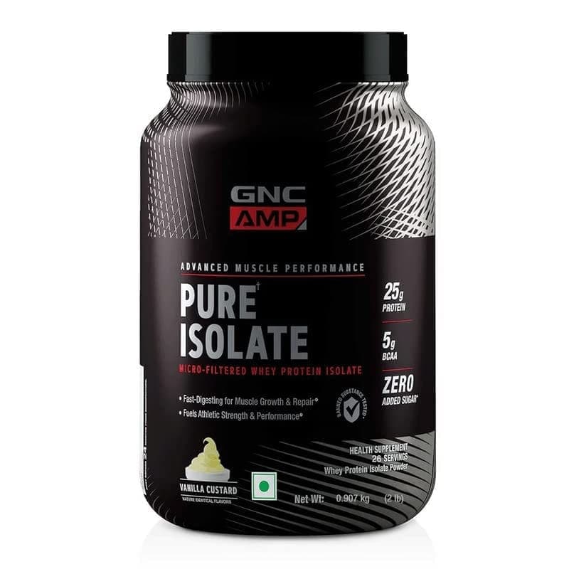 GNC AMP Pure Isolate Whey Protein | Boosts Athletic Performance | Increases Strength | Promotes Muscle Growth | Formulated In USA | Micro-Filtered | 25g Protein | 5g BCAA | 2 lbs