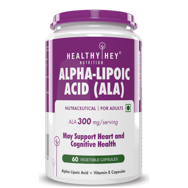 HealthyHey Nutrition Alpha Lipoic Acid Gluten-free and Non GMO -ALA , 300 mg Per Serving (60 CAPSULES) - Nutrition and Fitness Supplements | Buy online on ZillyBuy