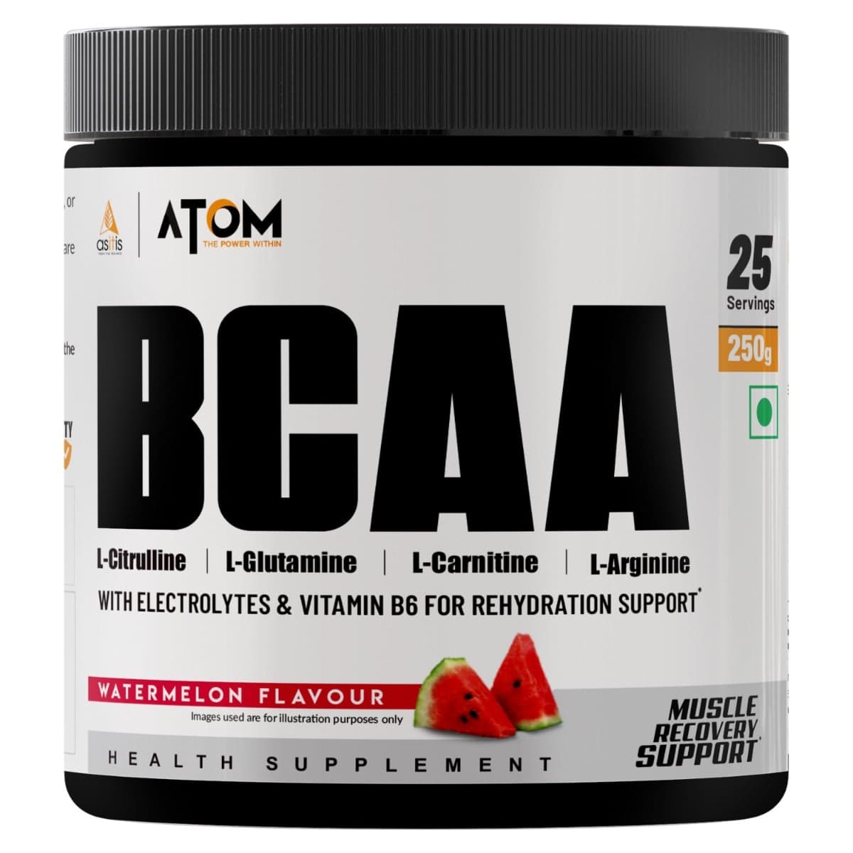 AS-IT-IS Nutrition ATOM BCAA 250g powder with L-arginine, L-Carnitine, L-Citrulline for Energy Burst & Athletic Performance | Watermelon Flavor - Nutrition and Fitness Supplements | Buy online on ZillyBuy