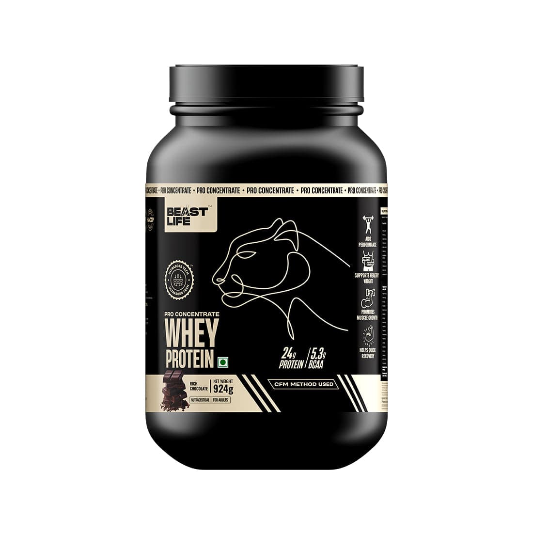 BeastLife Pro Whey Protein Chocolate flavour | 924g, 24g Protein 5.3g BCAA per scoop | Premium Sports Nutrition | High Absorbtion Fuels Muscle| Speed Recovery for (924g, Chocolate) - Nutrition and Fitness Supplements | Buy online on ZillyBuy