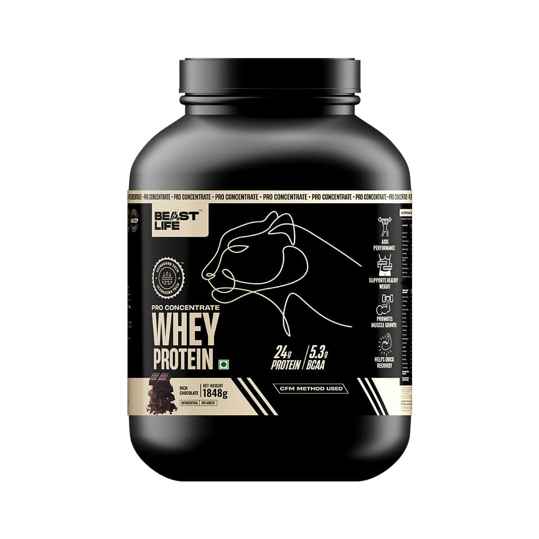BeastLife Pro Whey Protein Chocolate flavour| 1848g| 24g Protein 5.3g BCAA Per Scoop| Premium Sports Nutrition | High Absorbtion Fuels Muscle| Speed Recovery for Men &amp;amp;amp; Women (1848g, rich chocolate) BeastLife Pro Whey Protein Chocolate flavour - Nutrition and Fitness Supplements | Buy online on ZillyBuy