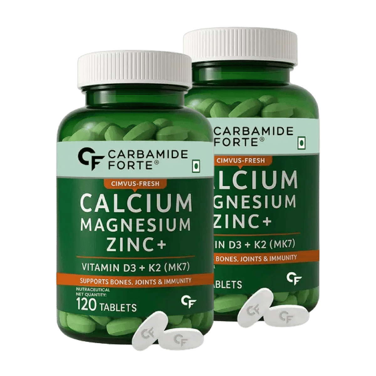 Carbamide Forte Calcium 1200mg with Magnesium,Zinc,Vitamin D, K2 & B12 Calcium Tablets for Women & Men - Bone, Joint & immunity Carbamide Forte Calcium Magnesium + Zinc | 60 Veg Tablets | Bones | Joints | Immunity | Women & Men - Nutrition and Fitness Supplements | Buy online on ZillyBuy