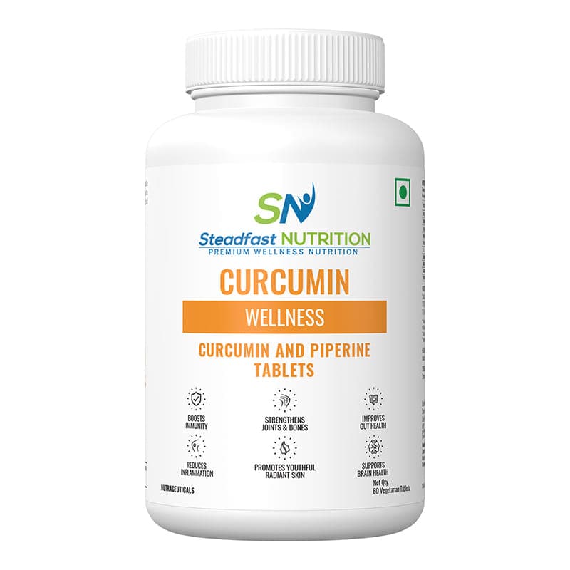 Steadfast Nutrition Curcumin| Turmeric Curcumin with Piperine | Natural & Potent Supplements for Improved Wellbeing & Health| Immunity| Gut Health | Joint Support | Inflammation (60 Tablets) - Nutrition and Fitness Supplements | Buy online on ZillyBuy
