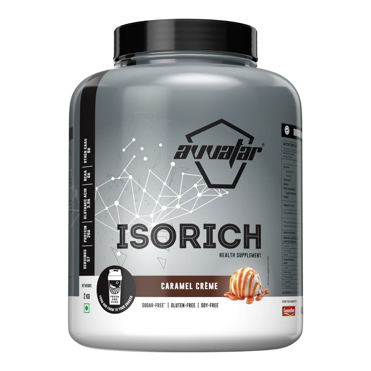 Avvatar Isorich Protein 2kg |Caramel Crme | 57 Servings | 28g Protein - Nutrition and Fitness Supplements | Buy online on ZillyBuy