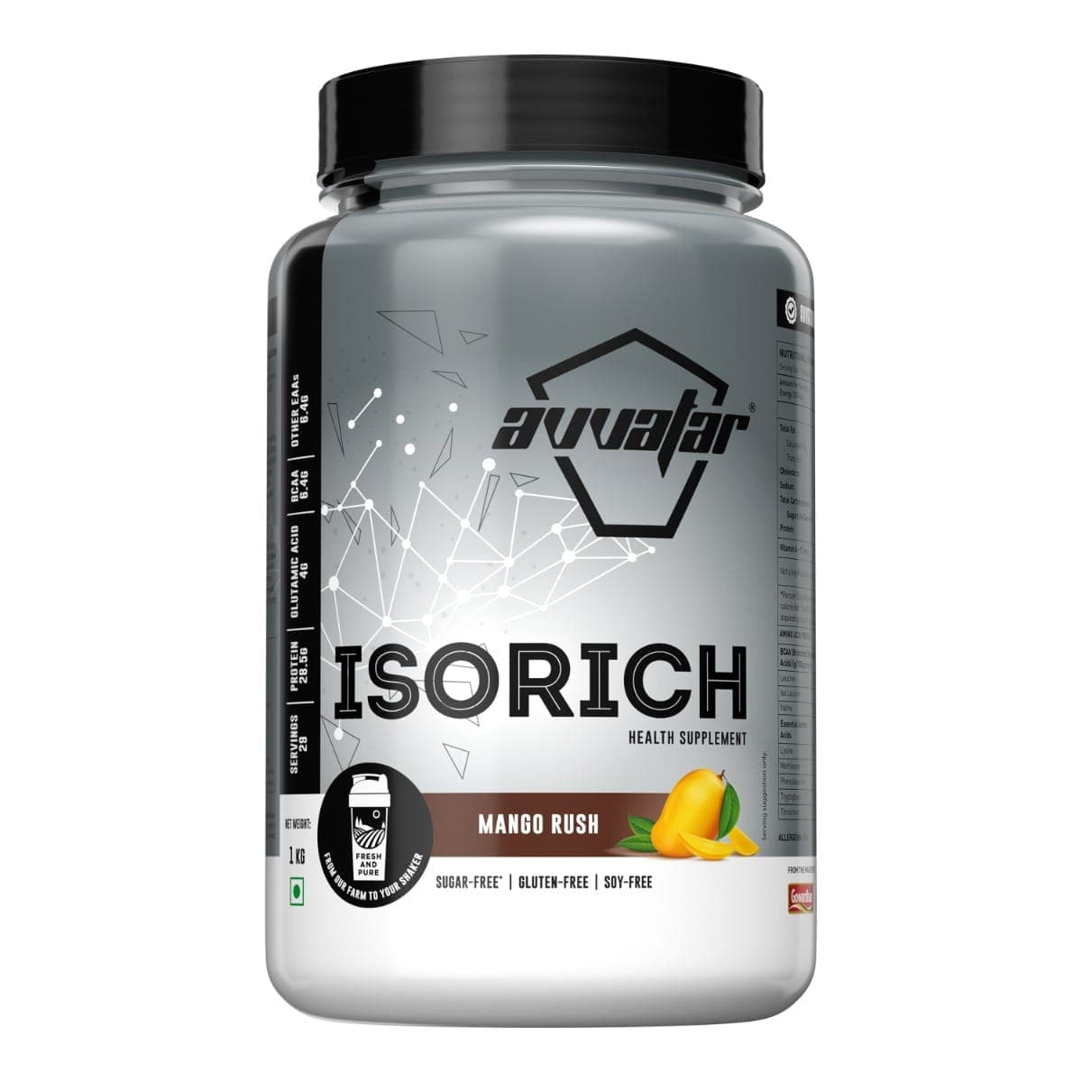 Avvatar Isorich Protein 1kg | Mango Rush | 29 Servings | 28.5g Protein - Nutrition and Fitness Supplements | Buy online on ZillyBuy