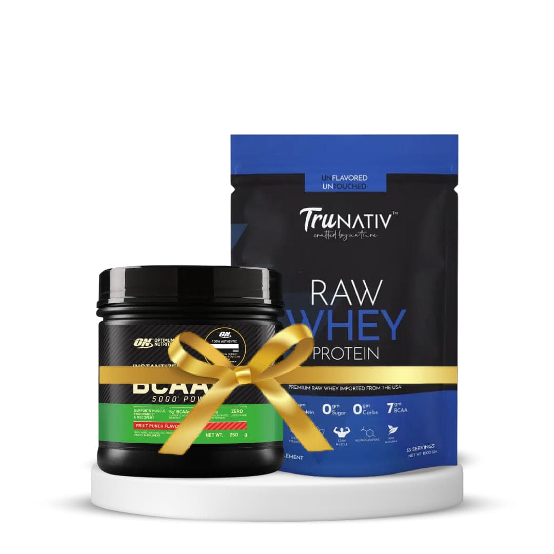 Optimum Nutrition BCAA 250gm Fruit Punch & TruNativ Raw Whey Isolate 900g | Pack of 2 Combo - Nutrition and Fitness Supplements | Buy online on ZillyBuy