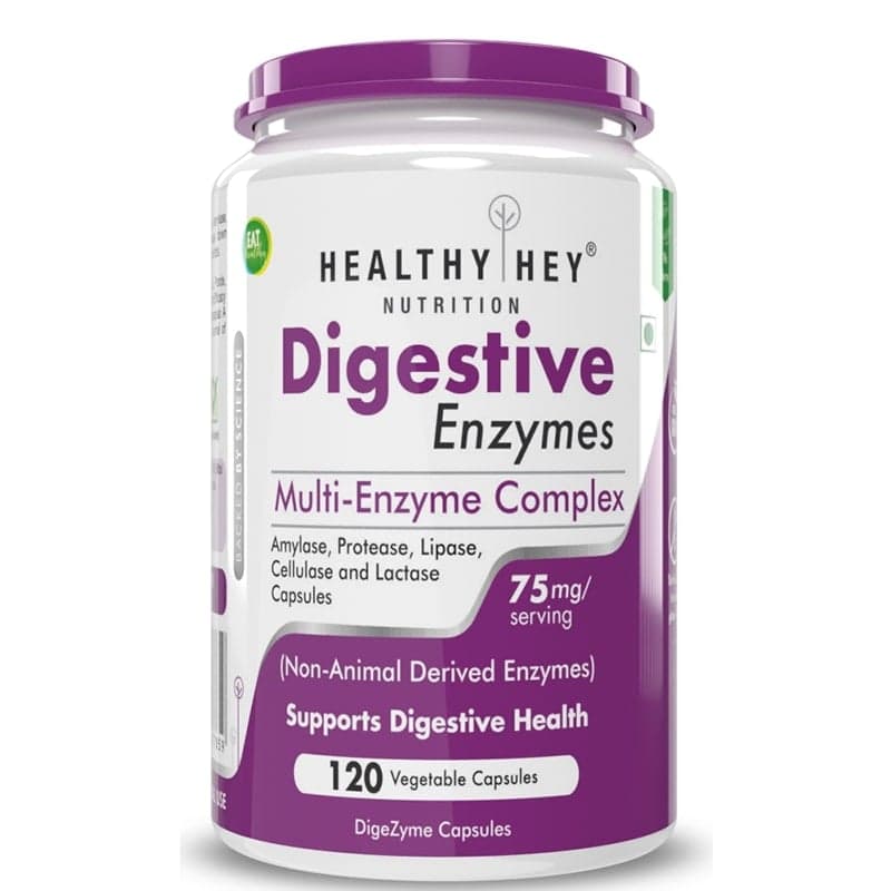 HealthyHey Nutrition Digestive Enzyme - Multi-Enzyme Complex - 75mg - Support Digestive Health HealthyHey Nutrition Digestive Enzyme - Multi-Enzyme Complex - 75mg - Support Digestive Health - 120 Vegetable Capsules - Nutrition and Fitness Supplements | Buy online on ZillyBuy