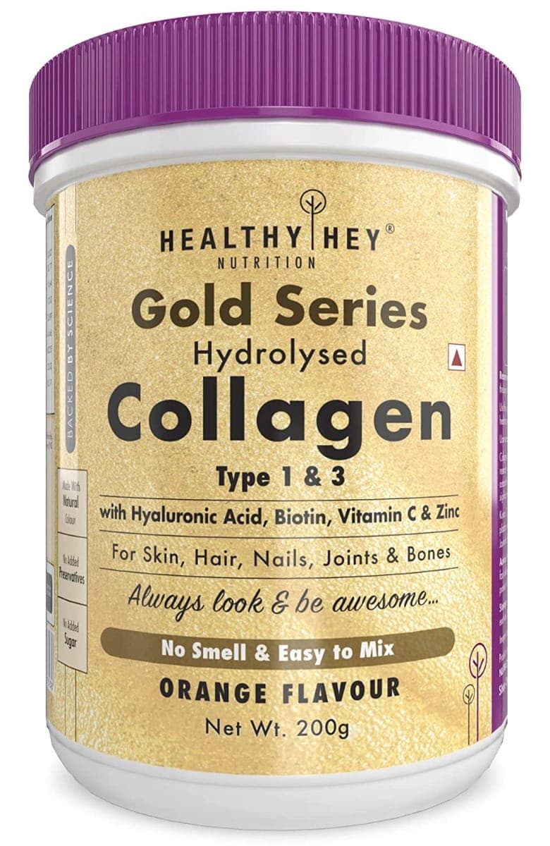 HealthyHey Nutrition Collagen Gold Series with Hyaluronic Acid, Biotin & Vitamin C - No Smell - Easy to Mix - No Added Sugar - For Skin, Hair & Nails HealthyHey Nutrition Skin Support - Grow-n-Shine Collagen Power 200g | Hydrolysed Collagen for Women and - Nutrition and Fitness Supplements | Buy online on ZillyBuy