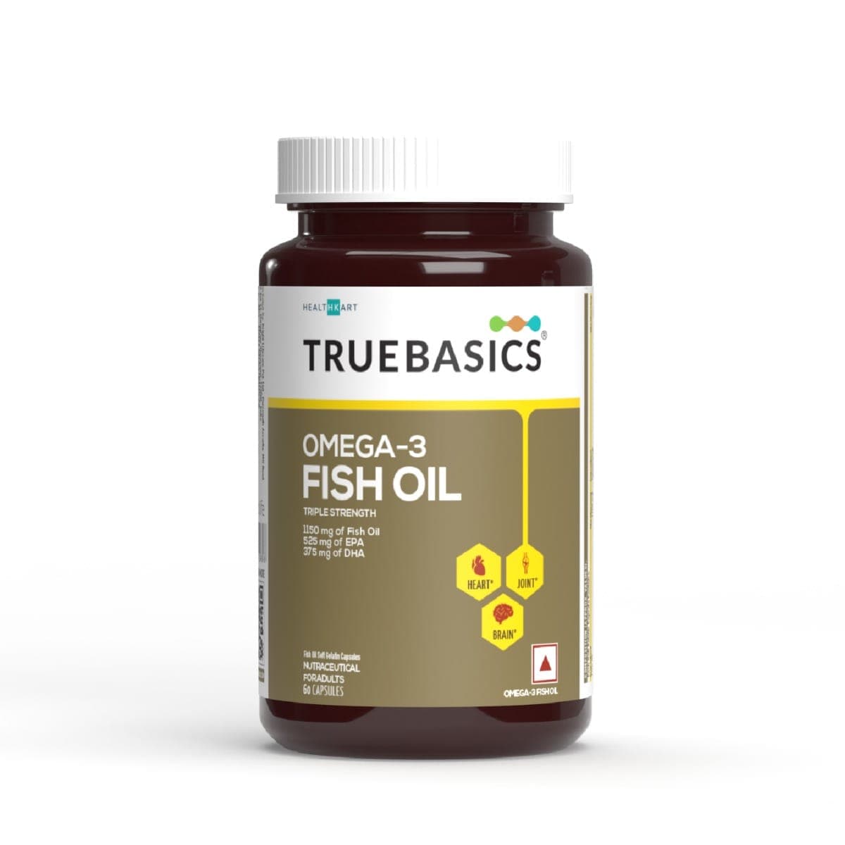 TrueBasics Omega 3 Fish Oil | 60 Capsules | Triple Strength |Heart | Eyes | Joints | Men and Women - Nutrition and Fitness Supplements | Buy online on ZillyBuy