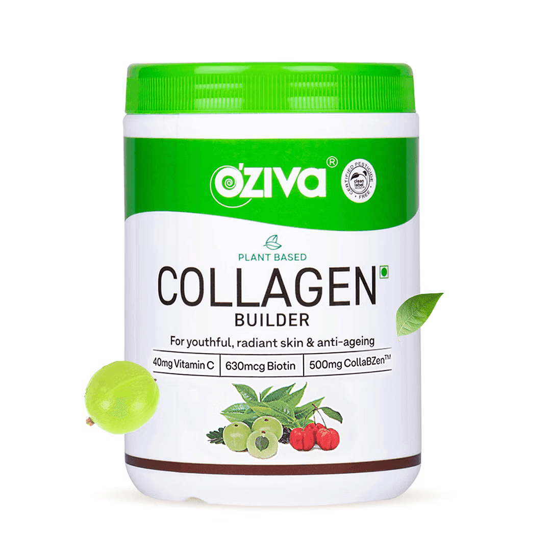 OZiva Plant Based Collagen Builder Glowing & Youthful Skin OZiva Plant Based Collagen Builder for Glowing & Youthful Skin | Collagen Powder for Women & Men | With Biotin, Silica & Vitamin C (Classic, 500g (Pack of 2, 250g Each))