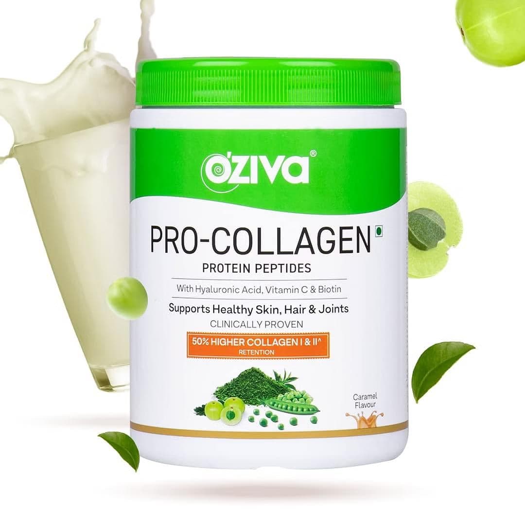 OZiva Pro-Collagen Protein Peptides OZiva Pro-Collagen Protein Peptides - Caramel, 250g | Whey Protein & Collagen Builder Peptides for Healthy Skin & Hair, Muscular & Joint Health | Collagen Powder for Women & Men