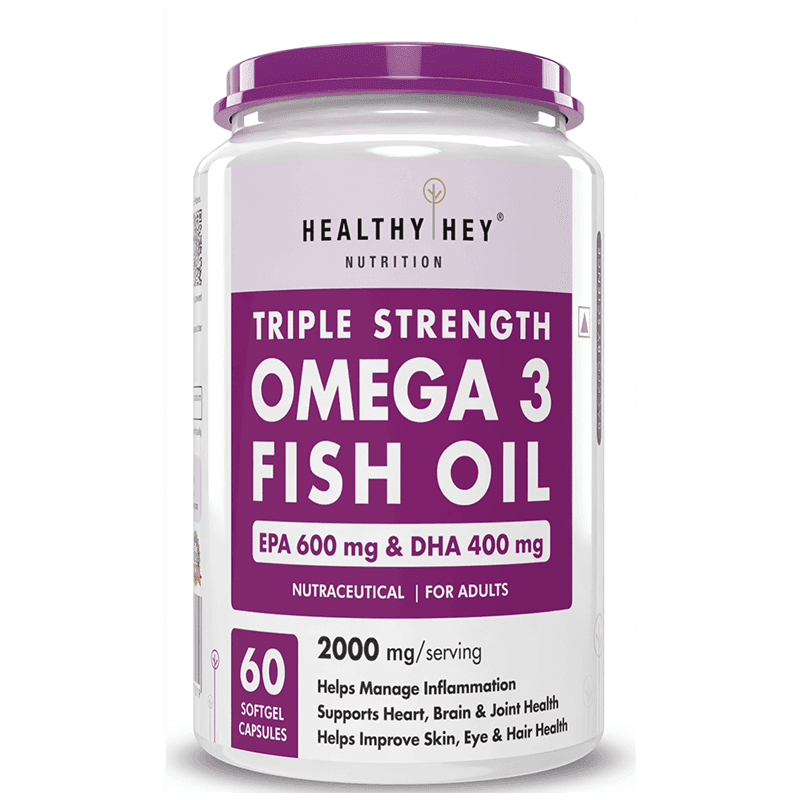 Healthyhey Nutrition Omega 3 Fish Oil Mercury Free Burpless -60 Softgel