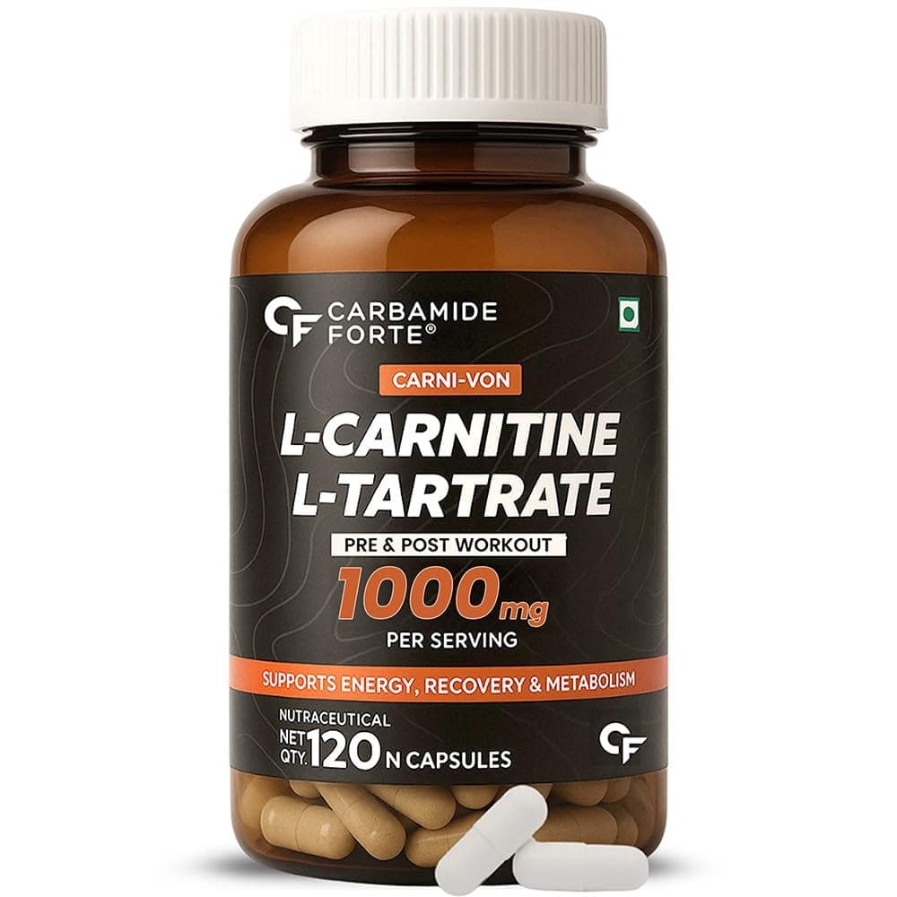 Carbamide Forte L-Carnitine L-Tartrate 1000mg | 120 Veg Capsules | Men & Women | Recovery | Stamina | Fat Burn | Energy - Nutrition and Fitness Supplements | Buy online on ZillyBuy