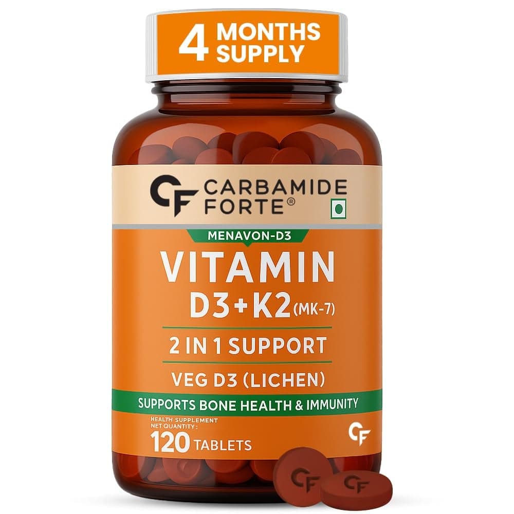 Carbamide Forte Vitamin D3 K2 MK7 | 120 Veg Tablets | Bone Health | Immunity - Nutrition and Fitness Supplements | Buy online on ZillyBuy
