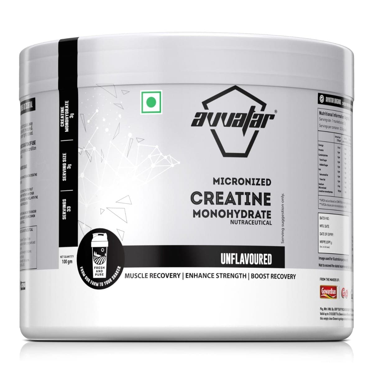 Avvatar Creatine Unflavoured 100gm - Nutrition and Fitness Supplements | Buy online on ZillyBuy