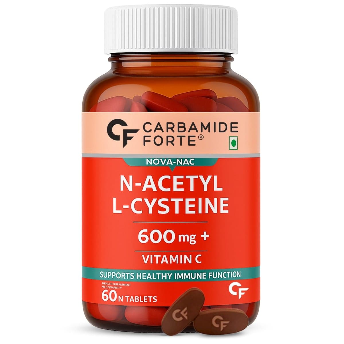 Carbamide Forte N-Acetyl, L-Cysteine 600mg (NAC) - 60 Veg Tablets - Nutrition and Fitness Supplements | Buy online on ZillyBuy
