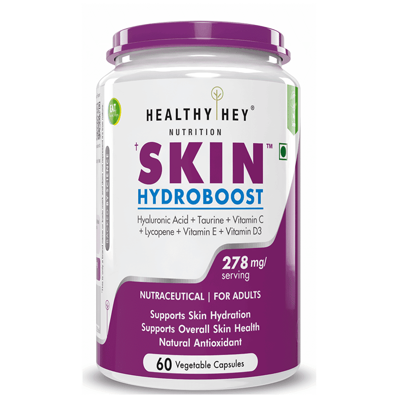 HealthyHey Nutrition Skin Hydroboost 60 Vegetable Capsules - Nutrition and Fitness Supplements | Buy online on ZillyBuy