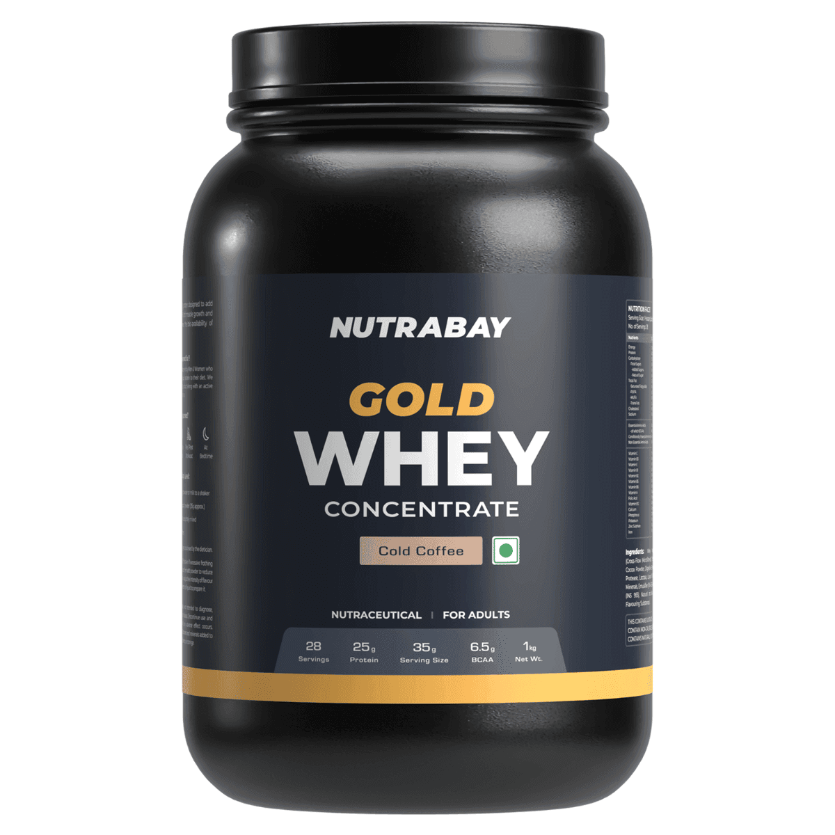 Nutrabay Gold 100% Whey Protein Concentrate with Digestive Enzymes & Vitamin Minerals, 25g Protein | Protein Powder for Muscle Support & Recovery - Cold Coffee, 1 kg - Nutrition and Fitness Supplements | Buy online on ZillyBuy