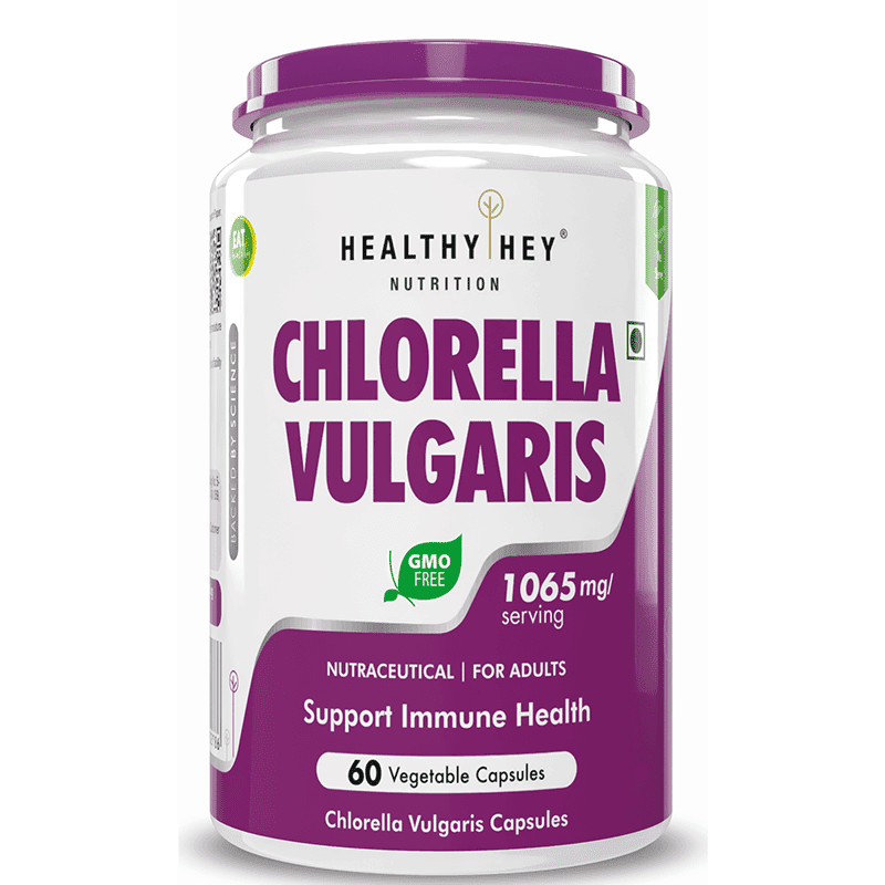 HealthyHey Nutrition Chlorella Vulgaris - 1065mg per serving - 60 Vegetable Capsules - Nutrition and Fitness Supplements | Buy online on ZillyBuy