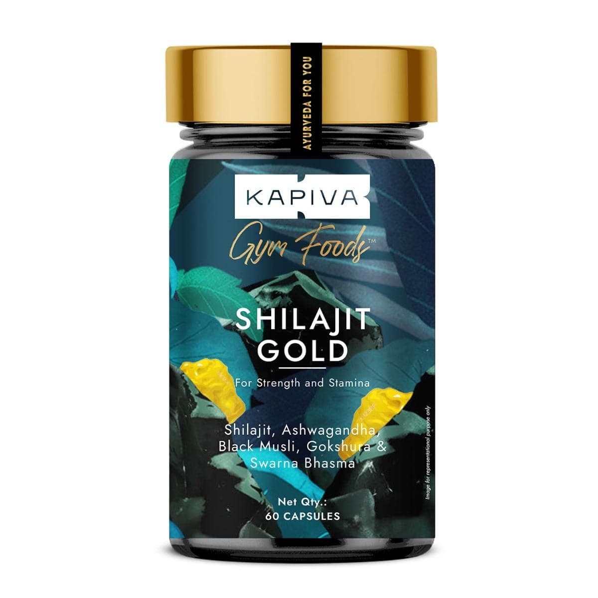 Kapiva Shilajit Gold 60 Capsules | Contains 24 Carat Gold | Boosts In 4 Weeks | 100% Ayurvedic - Nutrition and Fitness Supplements | Buy online on ZillyBuy